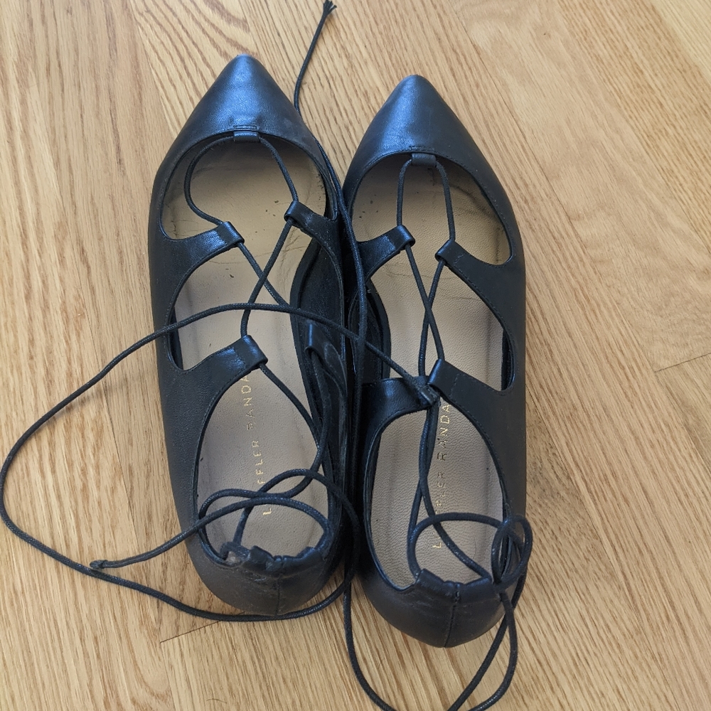 Loeffler Randall black lace up ballet flats